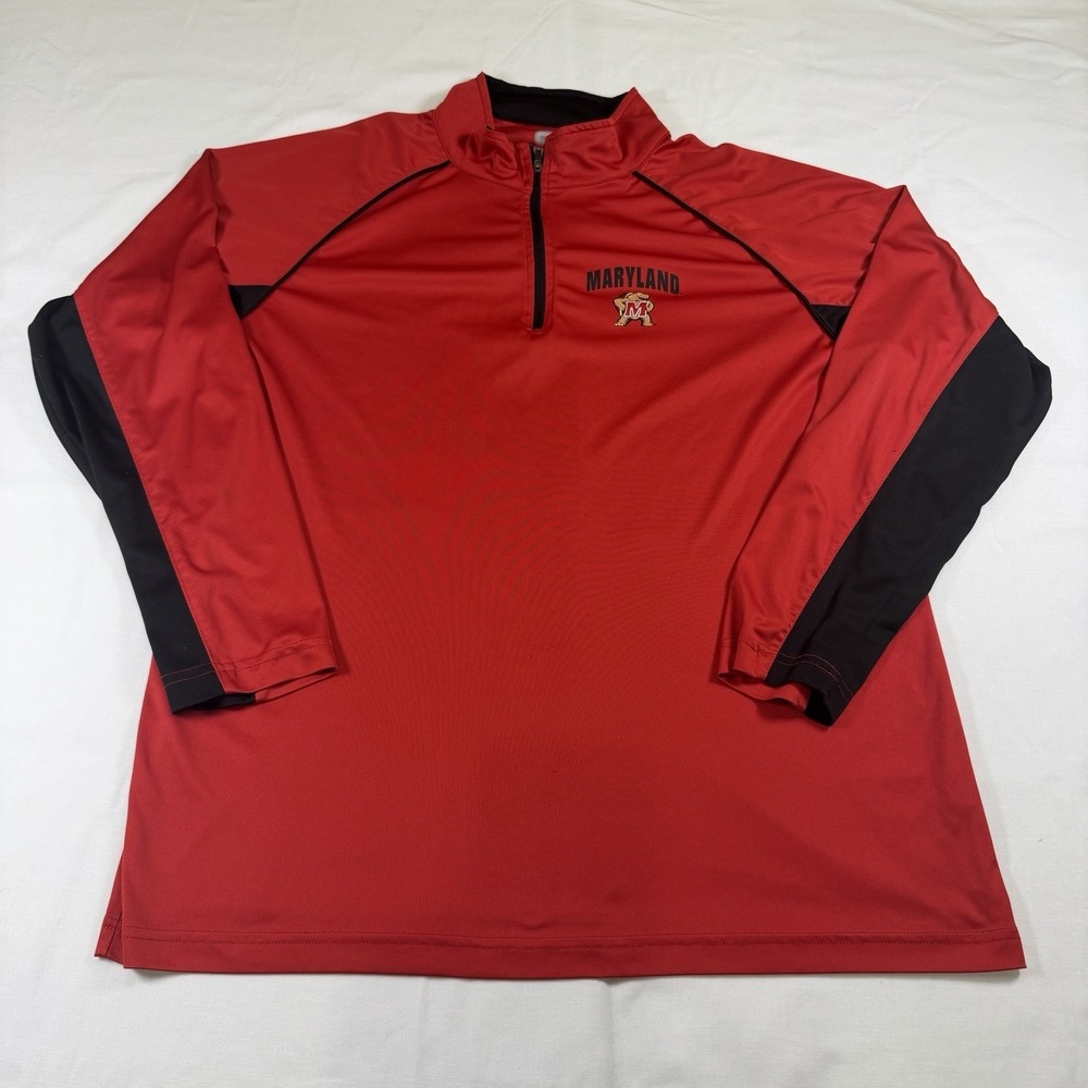 Maryland Terrapins 1/4 Zip Pullover Shirt Mens Size XL Red Lightweight College